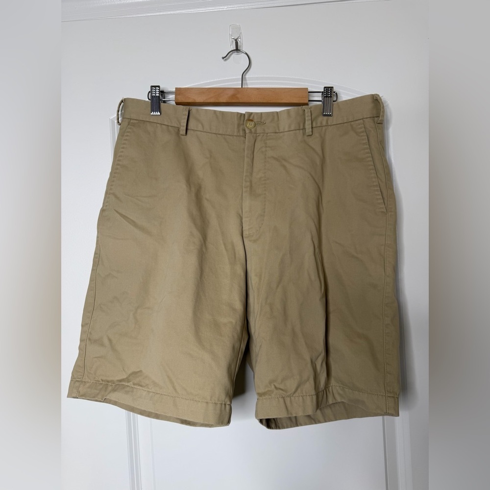 Peter Millar Men's 35 Khaki Pima Cotton Twill Chino Golf Shorts Flat Front